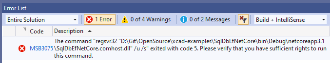 regsvr32 error when building an add-in