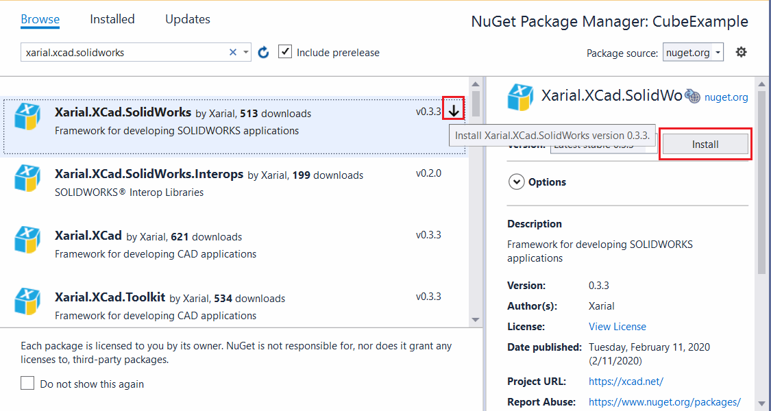 xCAD NuGet package for SOLIDWORKS
