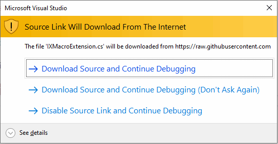Warning for downloading source code